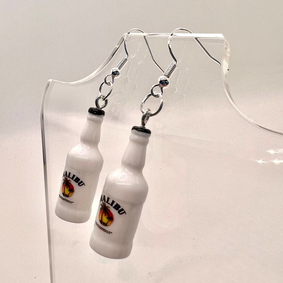 Malibu Run Earrings - Alcohol Bottle Earrings - New Years Eve Party Earrings - Picture 2 of 7